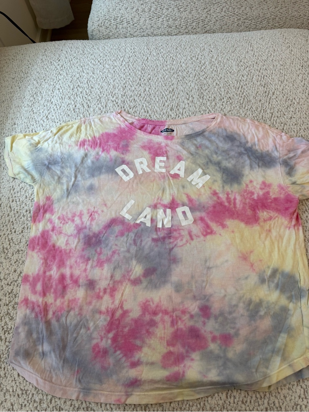 Old Navy Tie-Dye 'Dream Land' Tee — Pink, Yellow & Gray